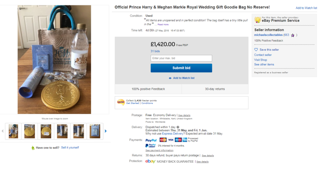 Quà cưới của Hoàng tử Harry và Công nương Meghan có gì đặc biệt mà người phụ nữ rao bán trên ebay với giá hơn 650 triệu đồng Quà cưới của Hoàng tử Harry và Công nương Meghan có gì đặc biệt mà người phụ nữ rao bán trên ebay với giá hơn 650 triệu đồng